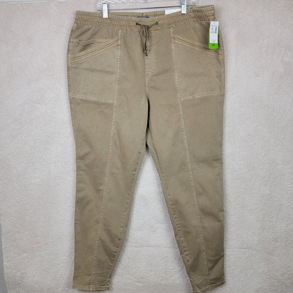 Maurices NWT Tapered Pants Womens XXL 16 18 Plus Size Tan High Rise‎ Utility - Picture 2 of 9